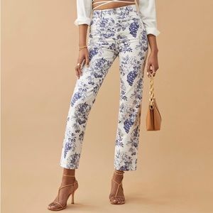 Reformation Cynthia Toile High Rise Straight Jeans